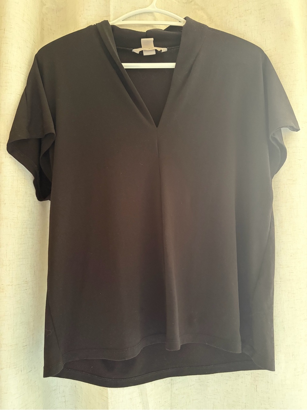 H&M Black V-Neck Short Sleeve Top